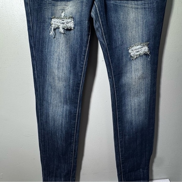 Almost Famous Denim Overalls Size 9 Distressed - Picture 6 of 15